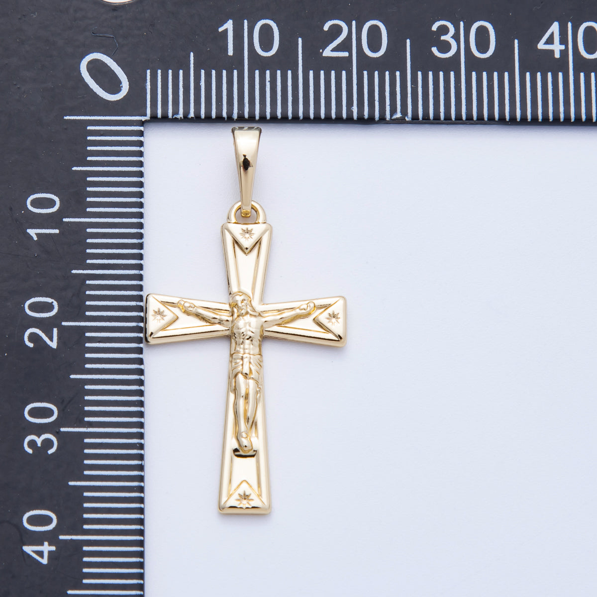 14K Gold Filled 30mm Crucifix Star Passion Cross Religious Pendant | Charms-00214