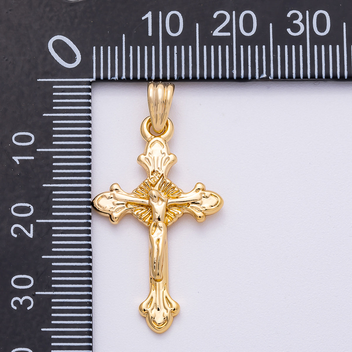 24K Gold Filled Religious Crucifix Fleur Cross Pendant in Gold &amp; Silver | AA1609