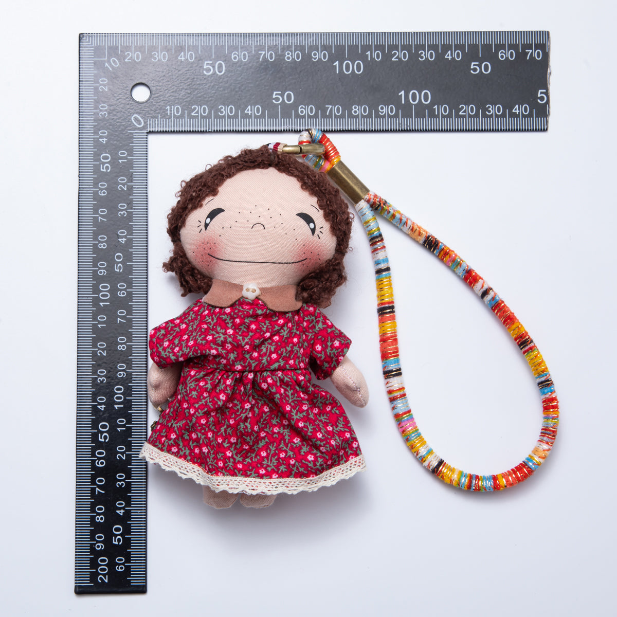 Fabric Plush 300mm Red Flower and Checkered Outfit Couple Keychain | WB-00059 &amp; WB-00064