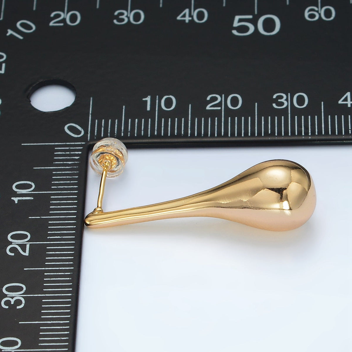 24K Gold Filled 34mm Teardrop Molten Drop Stud Earrings in Gold &amp; Silver | AD590 AD591