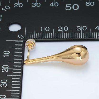 24K Gold Filled 34mm Teardrop Molten Drop Stud Earrings in Gold &amp; Silver | AD590 AD591