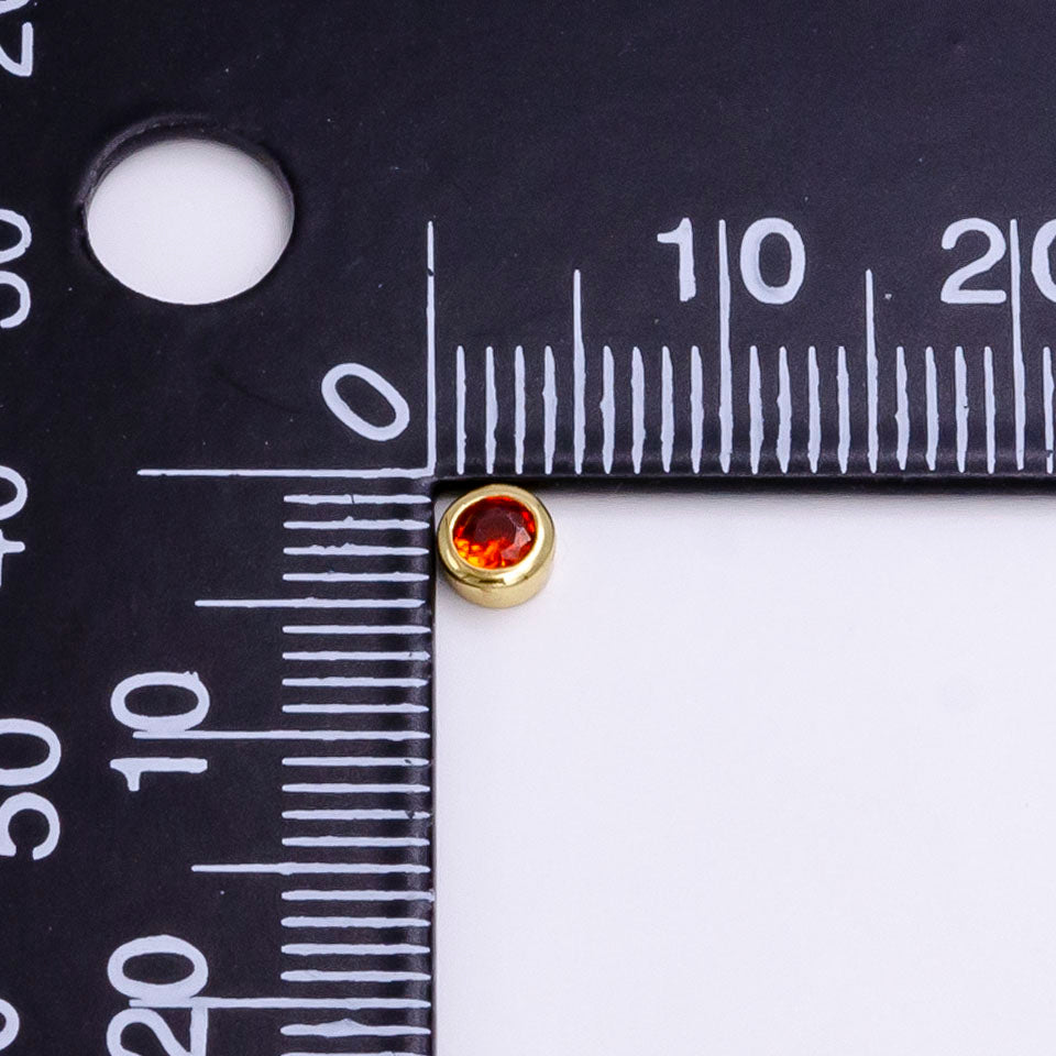 Gold Filled Personalized Locket Bead: 4mm Birthstone Bezel CZ | B-930~935