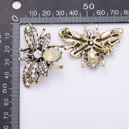 Vintage Silver 47.3mm x 33.5mm CZ Fly Insect Pin Brooch | BH-020