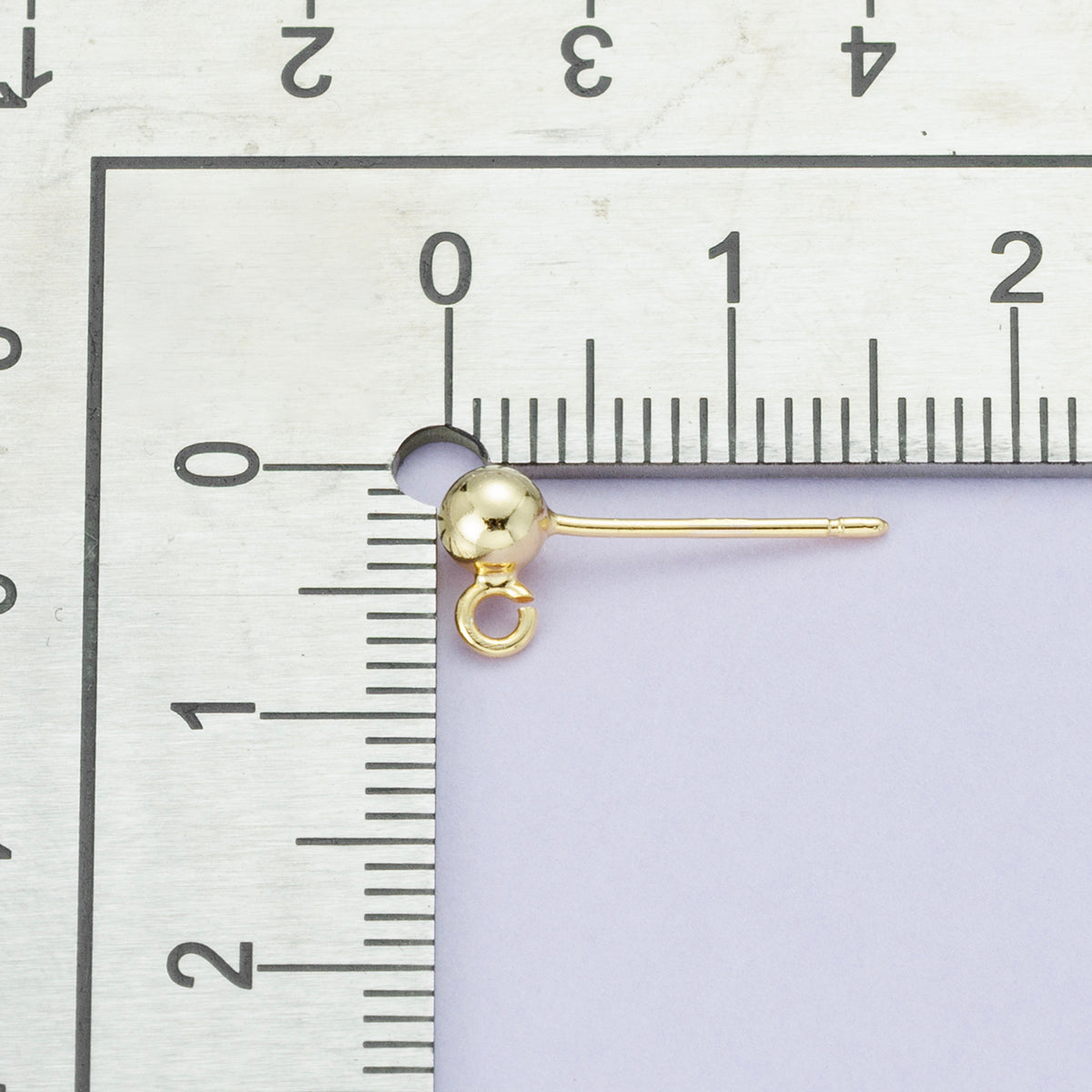 18K Gold Filled 3.8mm Minimalist Round Ball Open Loop Drop Stud Earrings | Findings-00111
