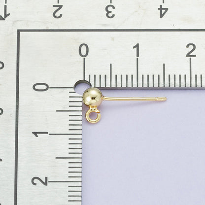 18K Gold Filled 3.8mm Minimalist Round Ball Open Loop Drop Stud Earrings | Findings-00111