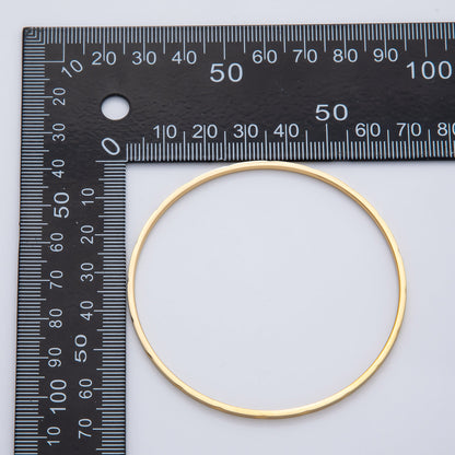 18K Gold Filled 2mm Thin Triple Lined Leaf Imprint Geometric Bangle Bracelet | WA-01457