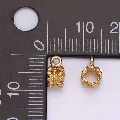 14K Gold Filled Puffed Leaf Beaded Open Round Bail Jewelry Finding Supply | Z649