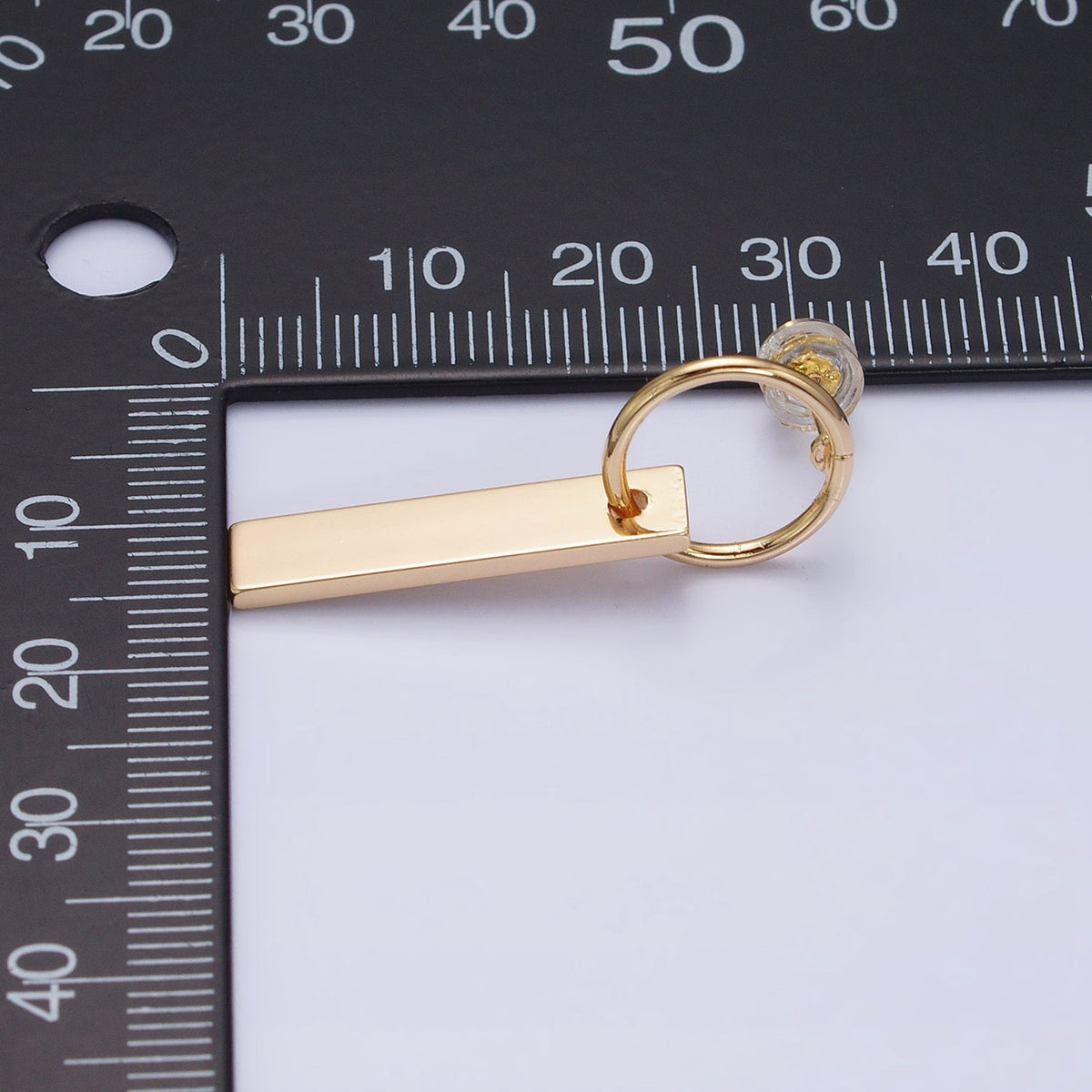 16K Gold Filled Bar Drop Open Round Geometric Stud Earrings in Gold &amp; Silver | AD824 AD825