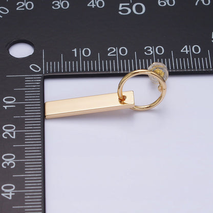 16K Gold Filled Bar Drop Open Round Geometric Stud Earrings in Gold &amp; Silver | AD824 AD825