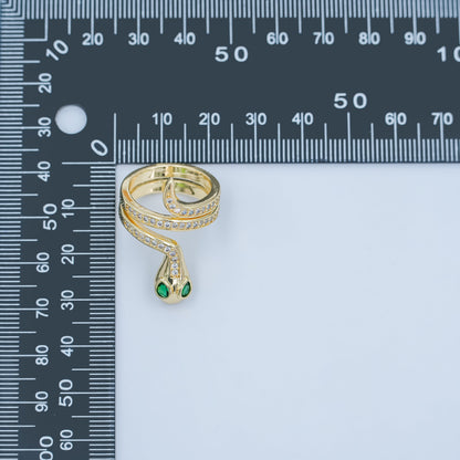 24K Gold Filled Micro Paved CZ Snake Serpent Multiple Band Ring | O851