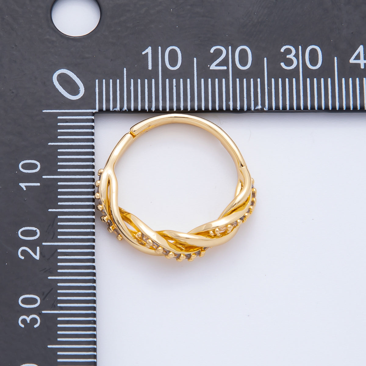 18K Gold Filled Micro Paved CZ Twisted Rope Adjustable Ring in Gold &amp; Mixed Metal | O2006 O2114