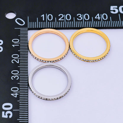 Stainless Steel Micro Paved CZ Sets Mix Metal Trinity Ring | O1458 - O1460