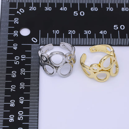 24K Gold Filled Geometric Open Circle Round Ring in Gold &amp; Silver | O1642 O1641