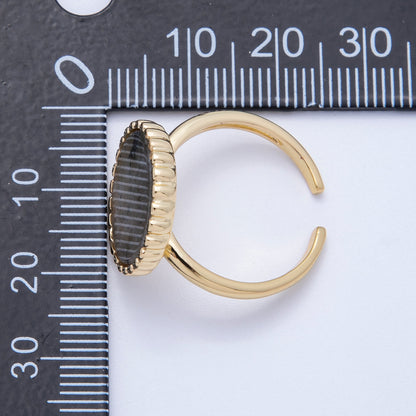 16K Gold Filled Labradorite Natural Gemstone Oval Bezel Statement Ring | Rings-00057