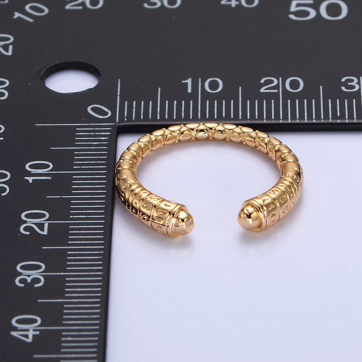 16K Gold Filled Engraved S Crescent Moon Open Adjustable Ring  in Gold &amp; Silver | O-1926 O-1927