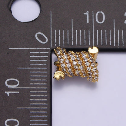 24K Gold Filled Spiral Tube Clear Micro Paved CZ Connector in Gold &amp; Silver | Y-786