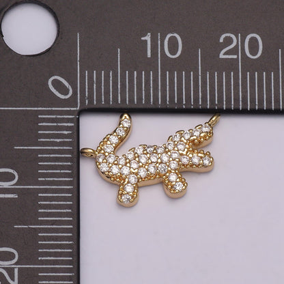 Mini Gold Alligator Charm Connector Tiny 18k Gold Filled Charm, Micro Pave Animal link connector for bracelet necklace Y-396