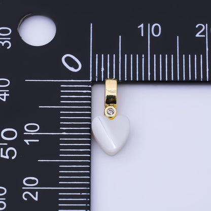 24K Gold Filled 13mm Heart Shell Pearl Clear CZ Bail Pendant | P1953