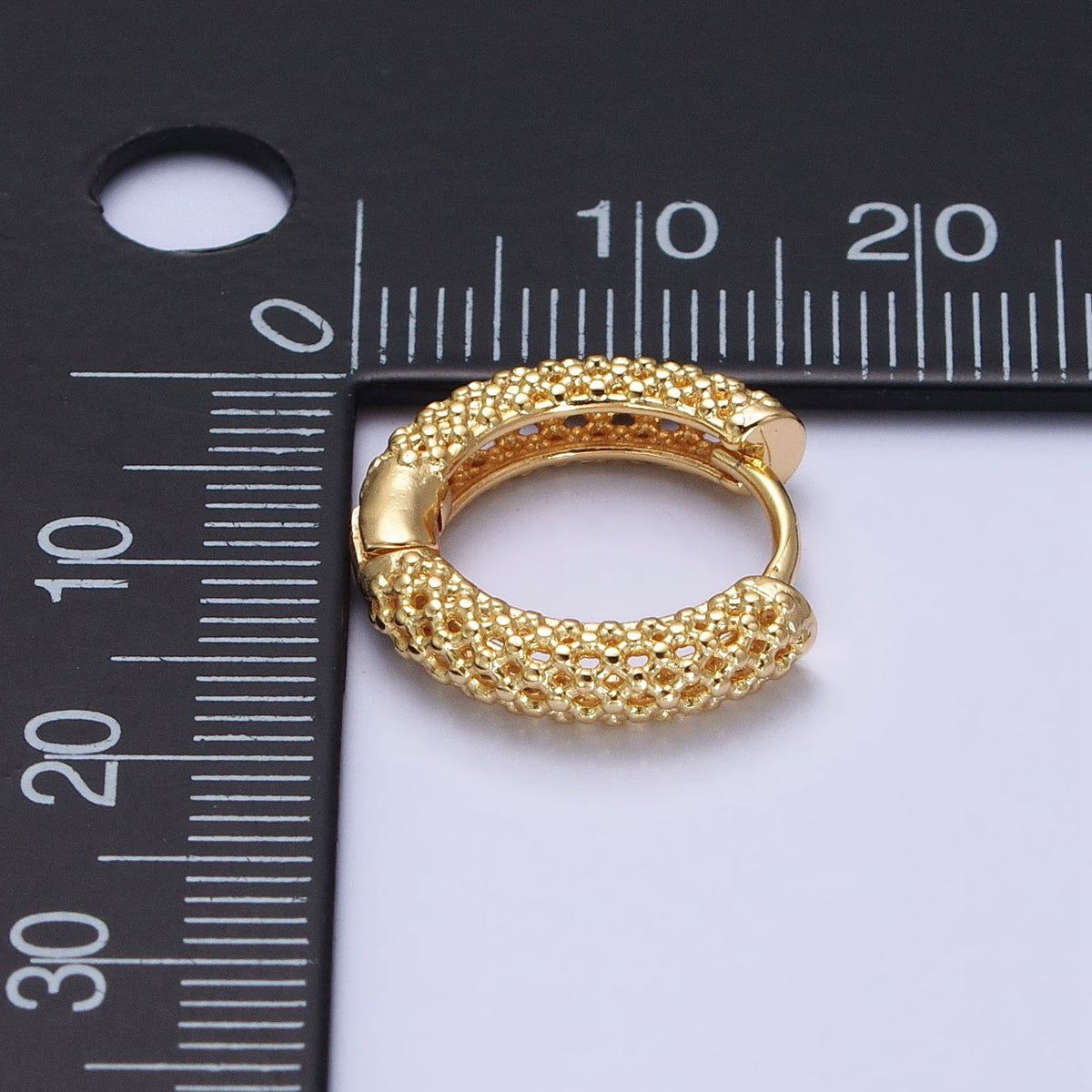 16K Gold Filled 16mm Filigree Geometric Huggie Earrings in Gold &amp; Silver | AB453 AB438