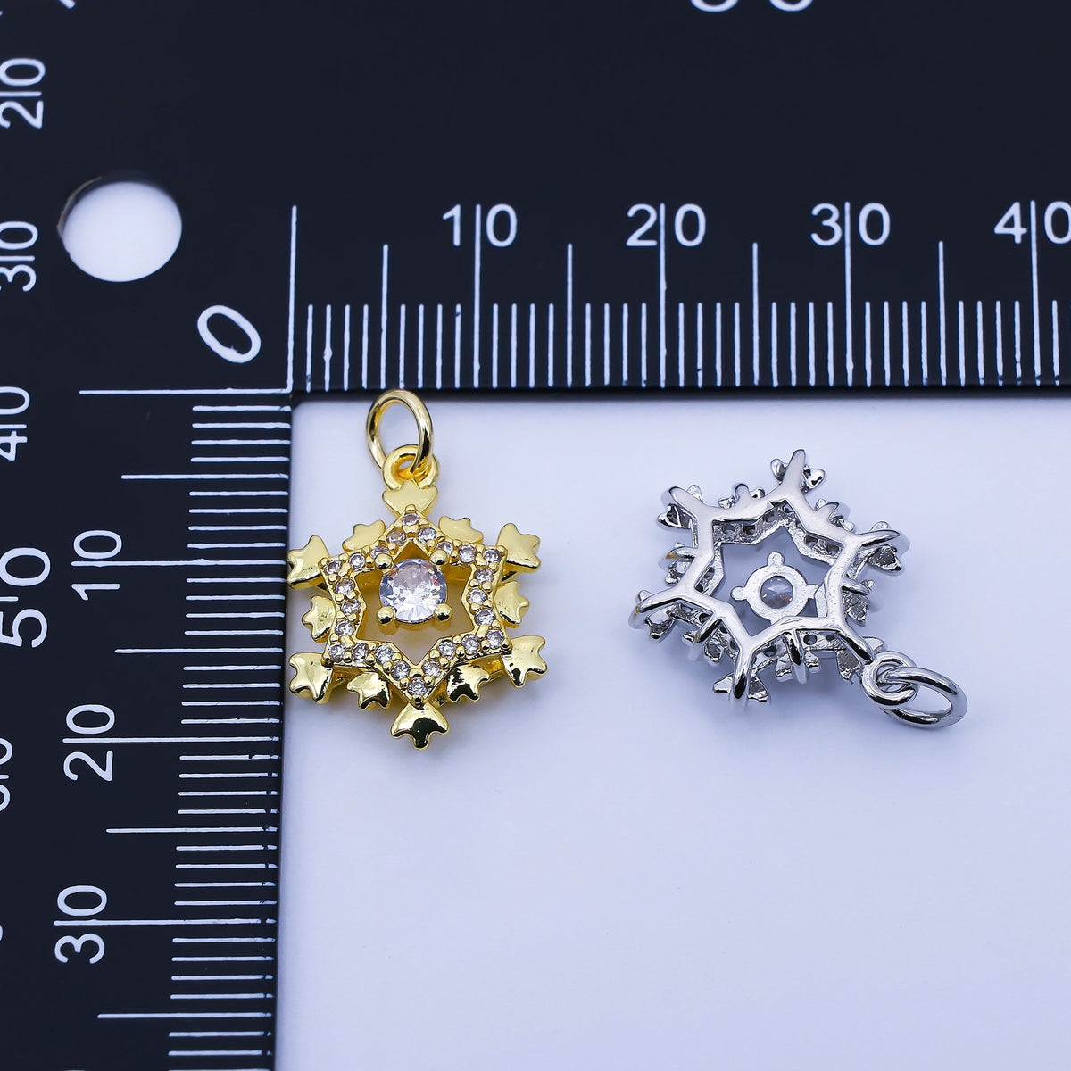 24K Gold Filled 18mm Clear CZ Celestial Star Charm in Gold &amp; Silver | C941