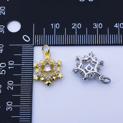 24K Gold Filled 18mm Clear CZ Celestial Star Charm in Gold &amp; Silver | C941