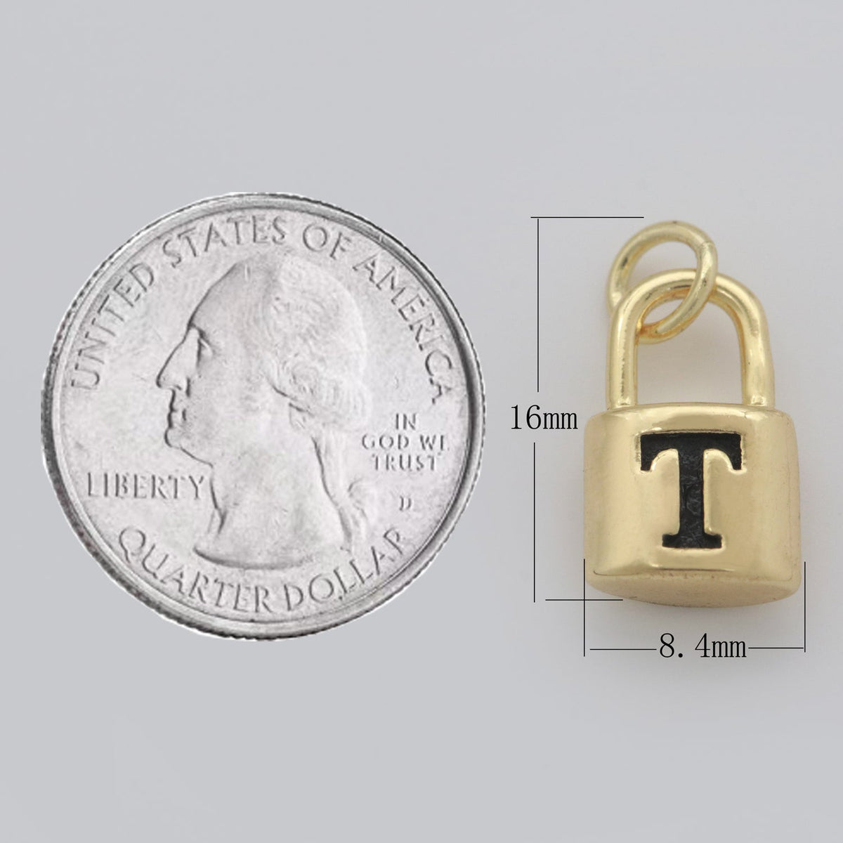 14K Gold Filled Padlock Letter Initial Lock Personalized Charm Pendant | A-822-A-834