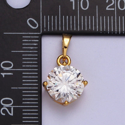 20.5mm Clear CZ Solitaire Round Classic Pendant | AA00018