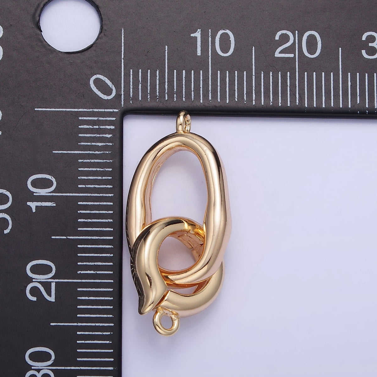 16K Gold Filled Abstract Rectangular Snap Latch Finding in Gold &amp; Silver | Z793