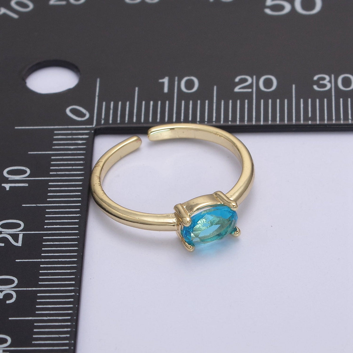 14K Gold Filled Red, Blue, Pink, Light Blue, Purple, Green Round Solitaire CZ Ring | U269 - U274