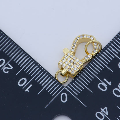 14k Gold Fill Square clasp for Bracelet Necklace Buckle Micro paved , CZ Cubic Lobster Clasp Fastener for Beading supplies Component L-405 L-406