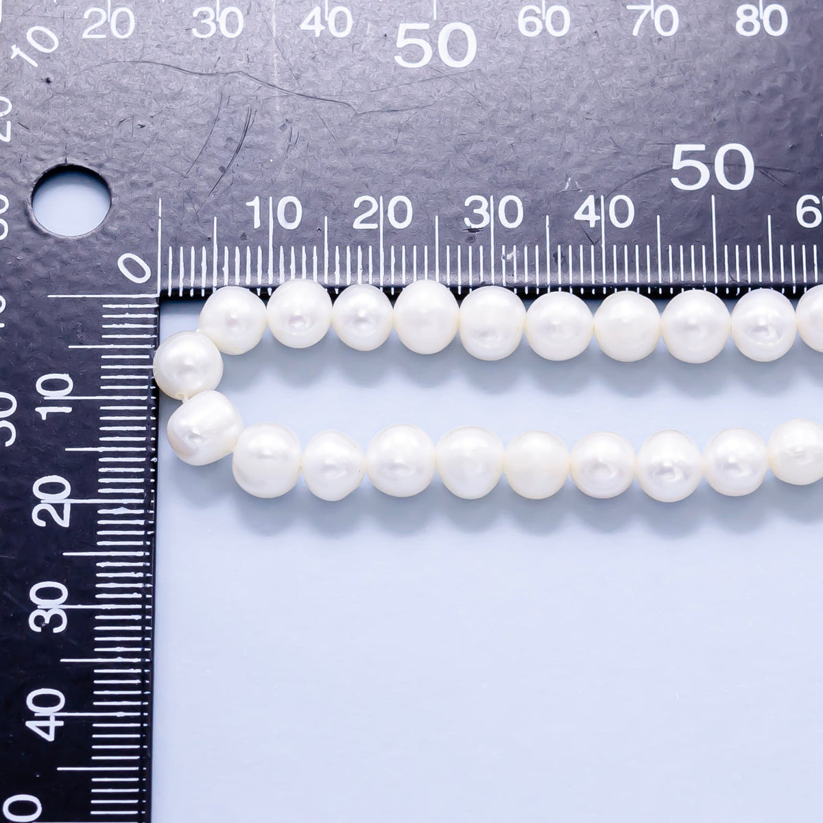 7mm White Round Button Freshwater Pearl Strand Finding | WA-1311