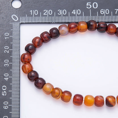 6.5mm x 8mm Natural Gemstone Rounded Cube Bead Strand Finding | WA-00017