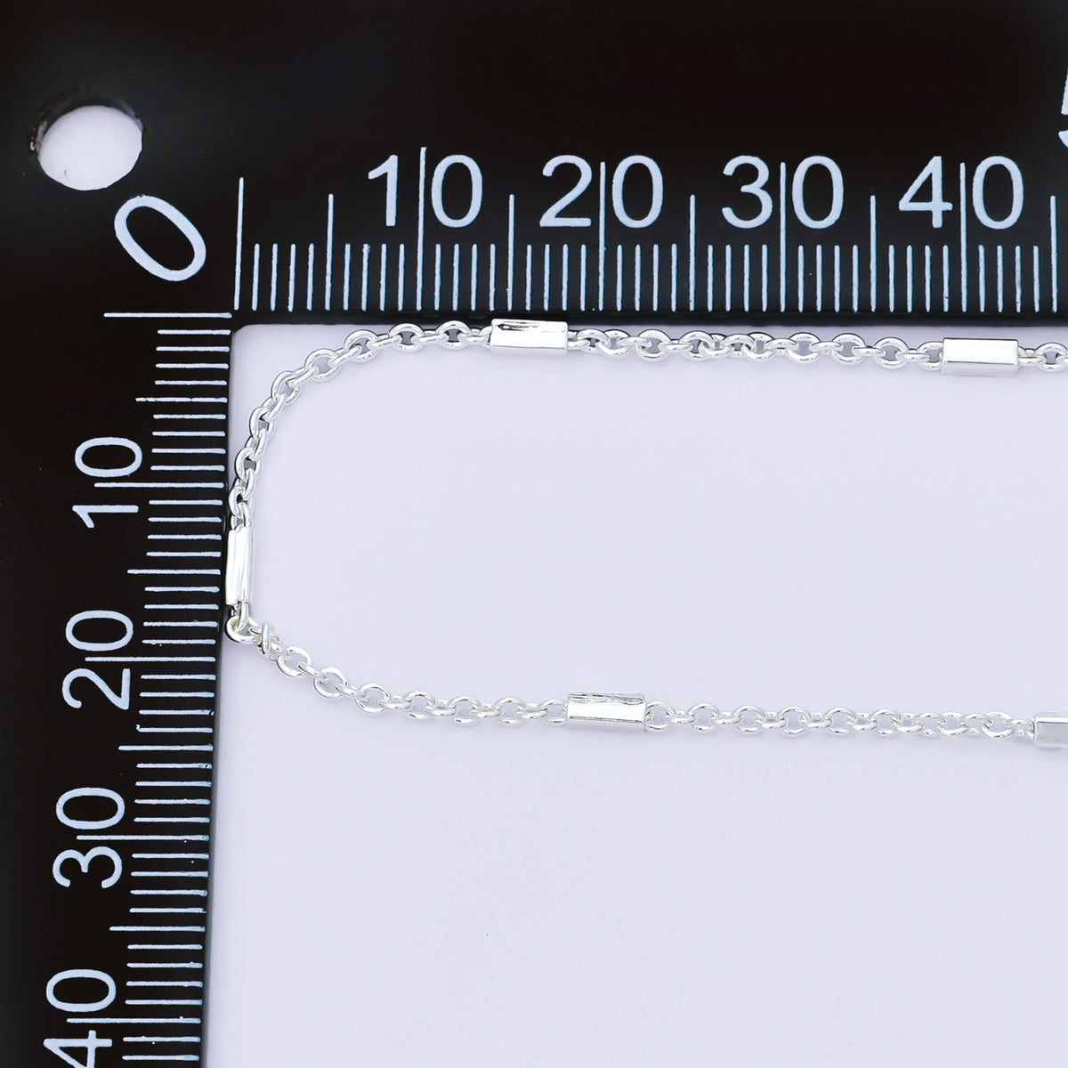 Rhodium Plated Silver 1.5mm Bar Cable Satellite Unfinished Chain by Yard | ROLL-1679