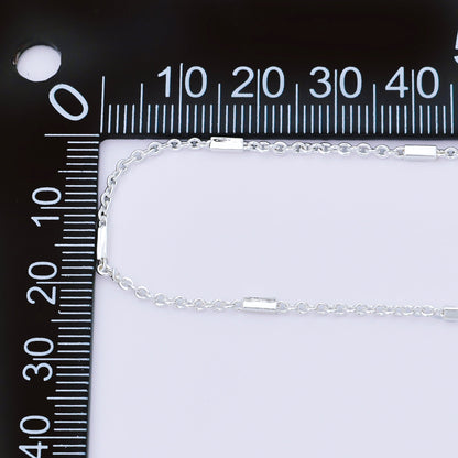 Rhodium Plated Silver 1.5mm Bar Cable Satellite Unfinished Chain by Yard | ROLL-1679
