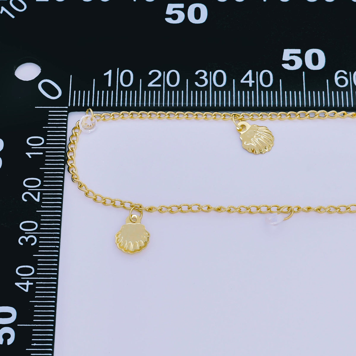 24K Gold Filled 2mm Round CZ Seashell Curb Unfinished Chain by Yard | ROLL-01673