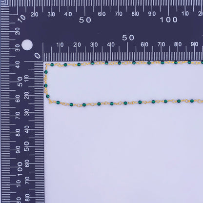 24K Gold Filled 2mm Green Multifaceted Crystal Wire Link Unfinished Chain by Yard | Roll-01668