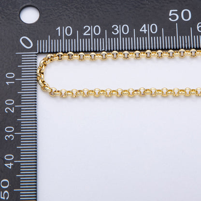 18K Gold Filled 3mm Minimalist Round Rolo Unfinished Chain by Yard | Roll-1806