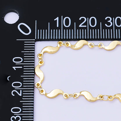 24K Gold Filled 3.5mm Geometric Curved Link Unfinished Chain by Yard in Gold &amp; Silver | Roll-2011 Roll-2012