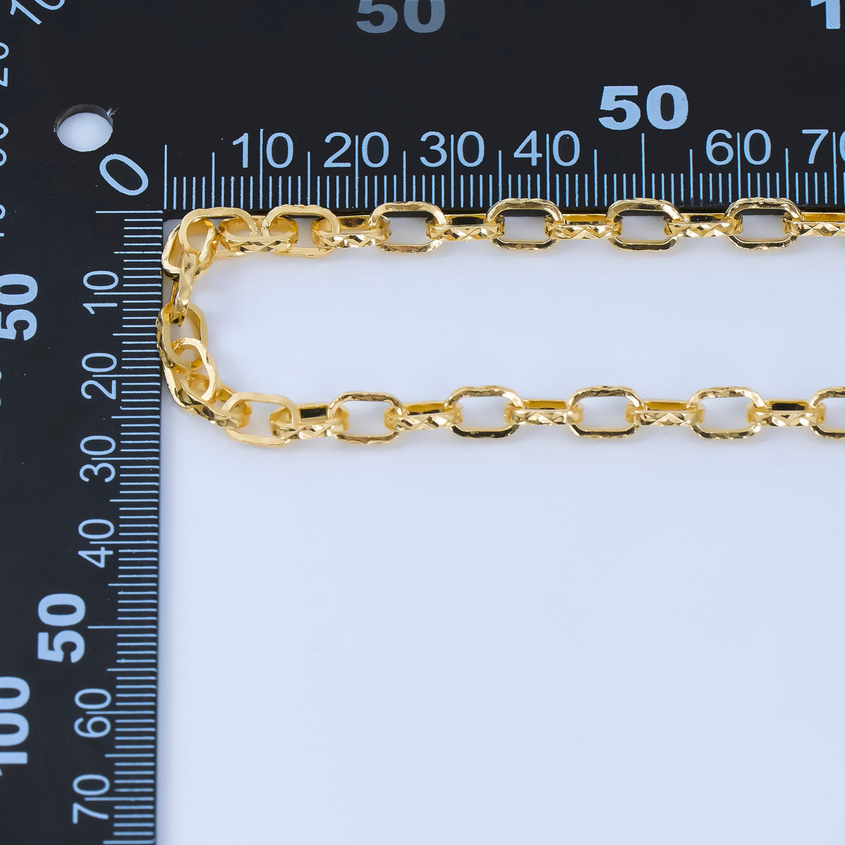 24K Gold Filled 5.4mm Hammered Textured Paperclip Unfinished Chain by Yard | ROLL-1670