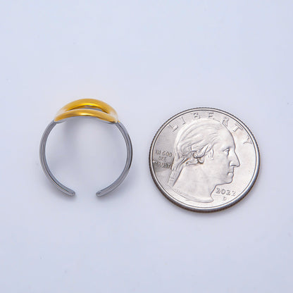 Stainless Steel Mixed Metal Open Molten Oval Ring | Rings-00175