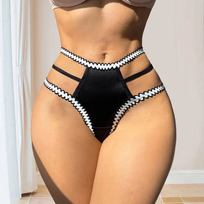1pcs Low Waist Fashion Style Women G-string Black Women Intimate Sexy Lingerie Elegant Lady Thongs Underwear Female Panties