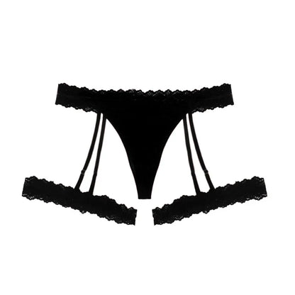 1pcs XL-4XL Plus Size Lace Women Thongs Mid Waist Solid Ladies G-string New Fashion Erotic Underwear Female Suspender Socks