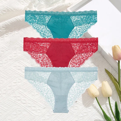 Premium Seamless Lace Briefs for Women – 3-Piece Set