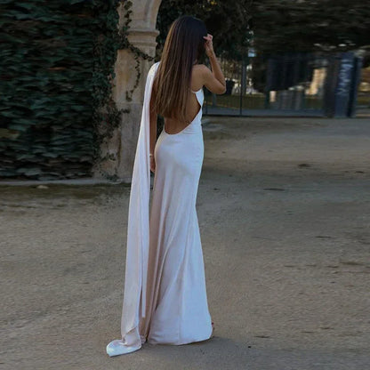 Backless Lace-Up Maxi Dress | Ribbon Sleeveless Evening Gown - Femstylo