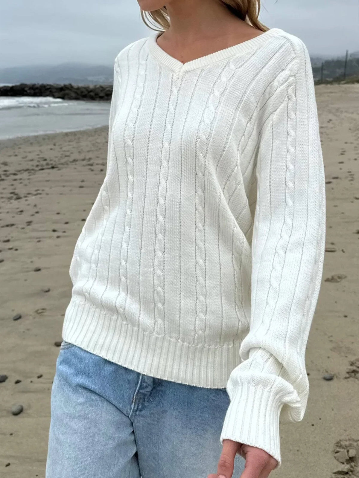 Phantasy Retro Solid Color Sweater Winter Women&