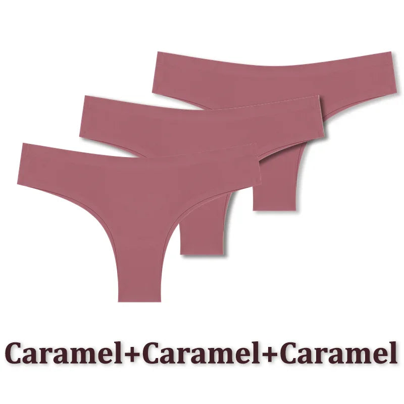 3-Piece Seamless Brazilian Panties Set – Ultra-Thin Ice Silk Underwear