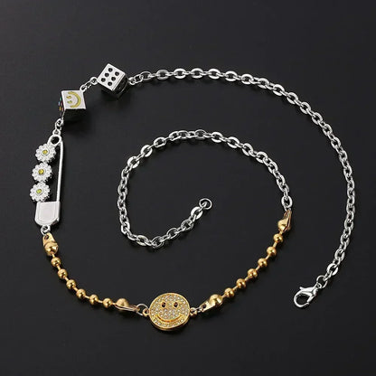Men Hip Hop Full Rhinestone King Queen Pendants Necklaces Bling Bling Iced Out Cuban Link Chain Hiphop Necklace Men Jewelry Gift