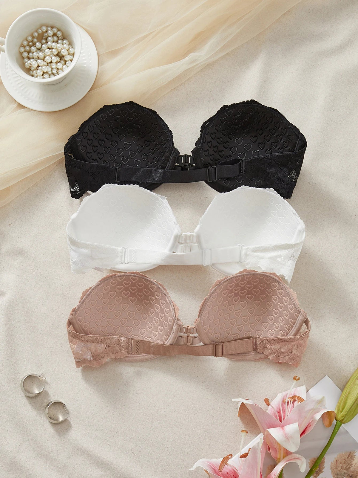 3Pcs/Set Lace Strapless Women&