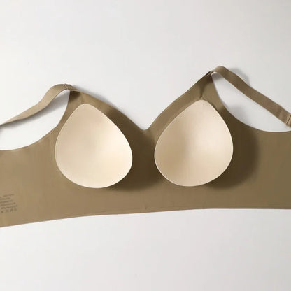 3Pcs/Set Women Seamless V-Neck Bra Plus Size Support Ribbed Bras Sexy Lingerie Detachable Bust Pads Comfort Intimates M-4XL