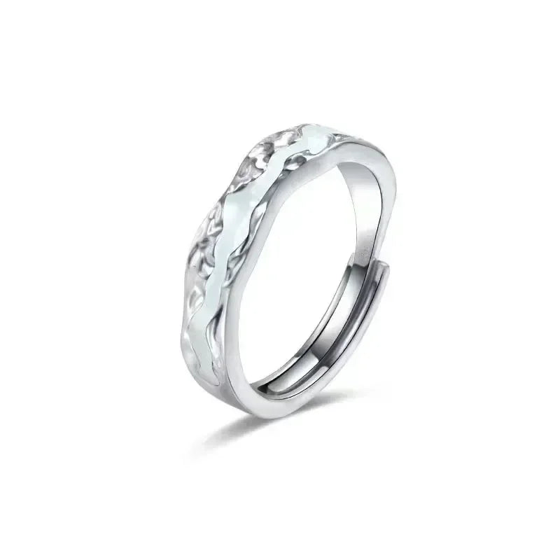 New Enamel Luminous Adjustable Finger Ring Vintage Luxury Love Couples Rings Glow In Dark Y2K Jewelry Valentine&